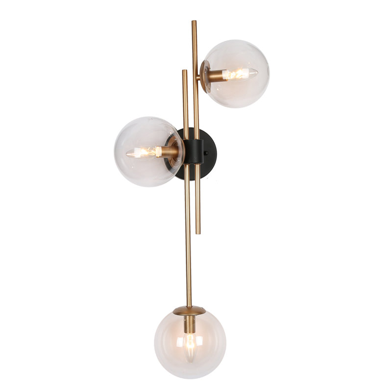 Beesley 3-Light Dimmable Armed Sconce, Gold/Black