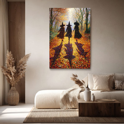 Autumnal Whimsical Witches Forest Canvas Print Textured - Urban Studio