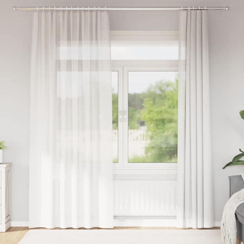 Voile Curtains With Rod Pockets 2 Pcs, 140cm Width x 225cm Drop, White