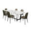 Ensemble de salle à manger 7 pièces Relli, table en céramique blanche, 6 chaises en similicuir