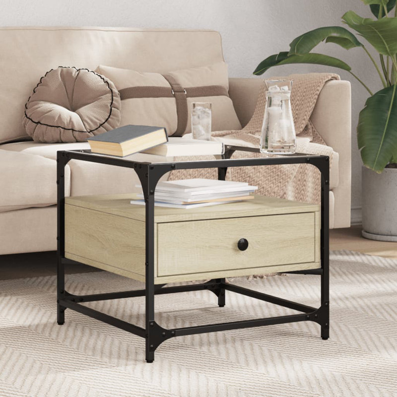 Alham Coffee Table with Storage, Black/Sonoma Oak