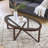 Modern simple glass coffee table with solid wood base-1336911715