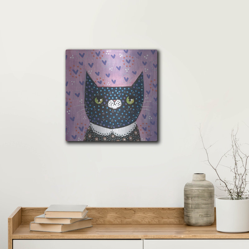 Art mural en métal Winston Porter «Kooky Cat 1» par Melissa Averinos, H 12 po x l 12 po