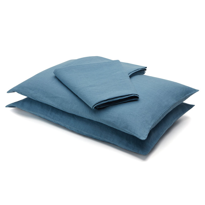 Drap en lin , Drap plat grand, Bleu Aruba
