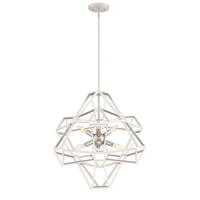 Lustre géométrique unique à 6 lumières Nil, Argent