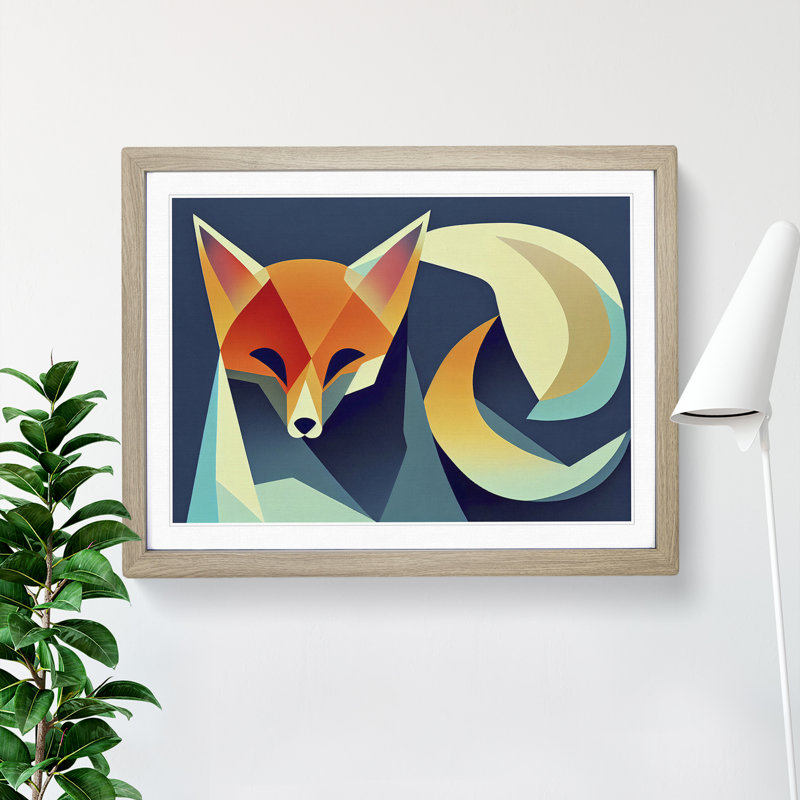 XH1022-9432X Unimaginable Abstract Fox - Single Picture Frame Print, 46cm H x 64cm W x 2cm D, Oak