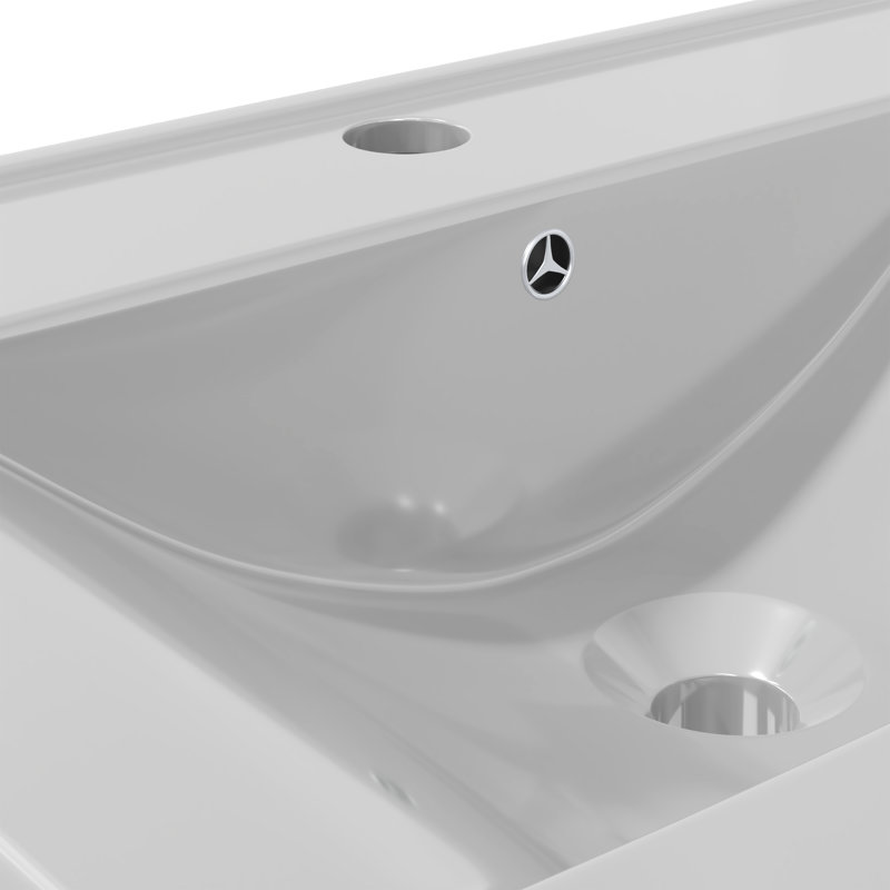 Metro Lane Zadie 600mm L x 460mm W Ceramic Rectangular Sink with Overflow, Silver