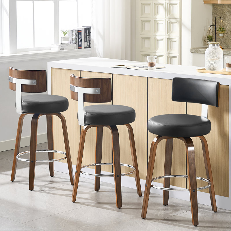 Tabouret de bar et de comptoir pivotant rembourré, Tabouret de comptoir (siège d'une hauteur de 26 p, Noir, noir, noir, noir