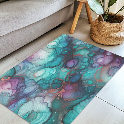 Tapis tressé à encre violet-bleu sarcelle