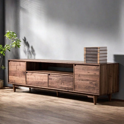 Modern simple pure black walnut TV cabinet