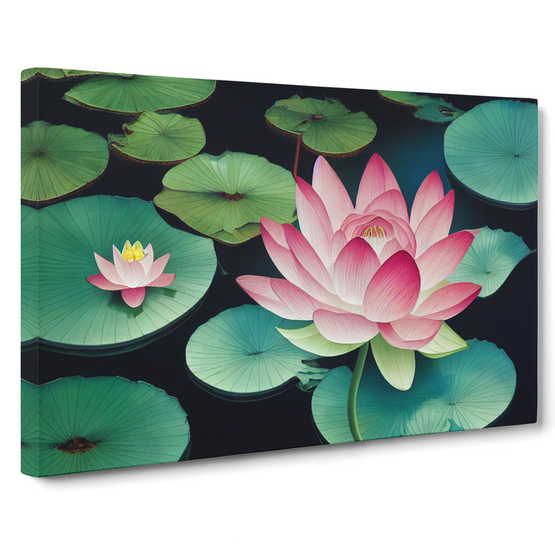 XXX-H1022-WF-7766X Shimmering Lotus Flower - Wrapped Canvas Print, 50cm H x 76cm W x 3cm D