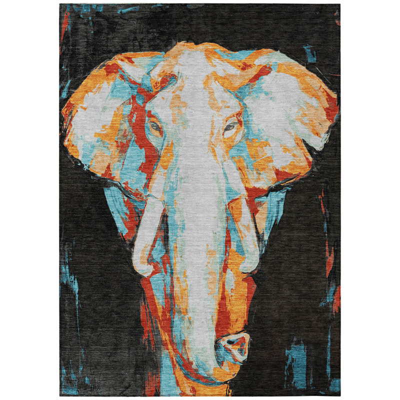 Machine Washable Indoor/Outdoor Houtz ACN2279 Animal Rug, Rectangle 9' x 12'