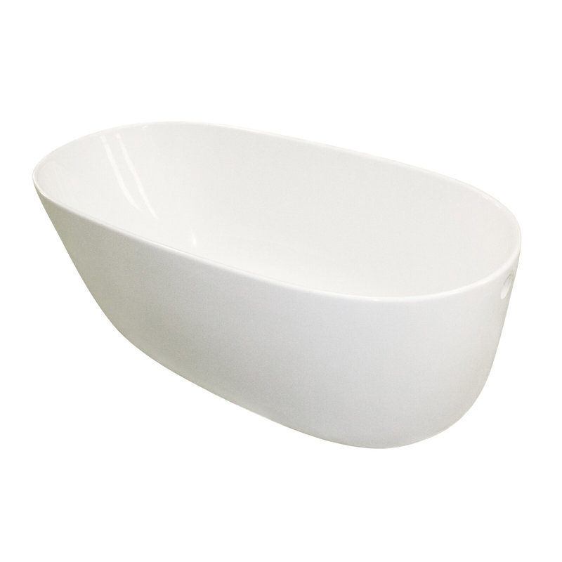 Daniela 58'' L Soaking Bathtub, White, Satin Chrome
