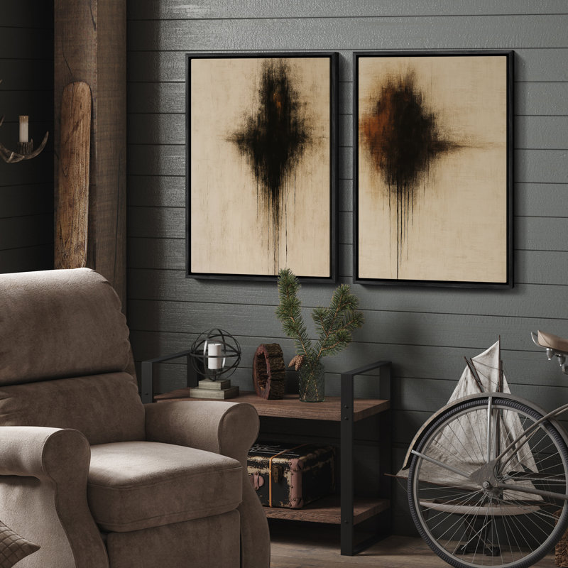Art mural encadré, rétro, antique, classique pour chambre à coucher - 16 po x 24 po x 2 panneaux, Noir, H 24 po x l 16 po