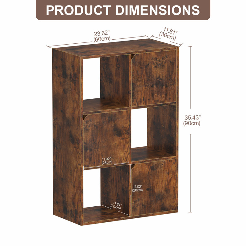 6 Cube Organizer Shelf Bookcase with Cabinet Door, Brown