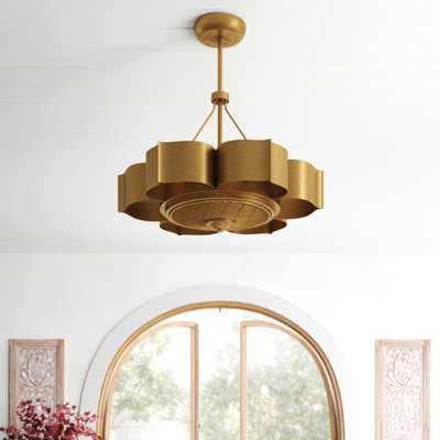 Budd 31" 6-Light Fandelier in Gold Patina with Remote Control