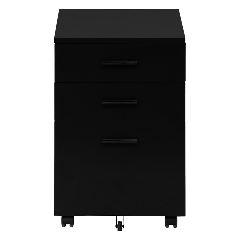 Black Laminate Office File Holder With Rolling, For Organized Work Contemporary Rolling Cabinet, Document Storage