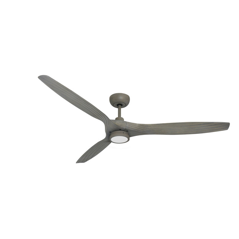 Annalicia Ventilateur de plafond en bois de grève d'intérieur / extérieur et lumière DEL avec télécommande Wi-Fi, Driftwood