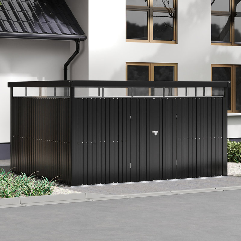 Charcoal Black Flat Roof Tool Shed