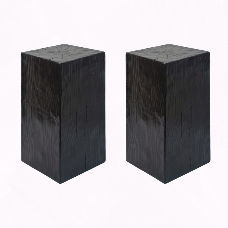 Mgo End Table Wood-Look Indoor Outdoor Stable Surface, 27.75" H x 14.5" W x 14.5" D, Brown