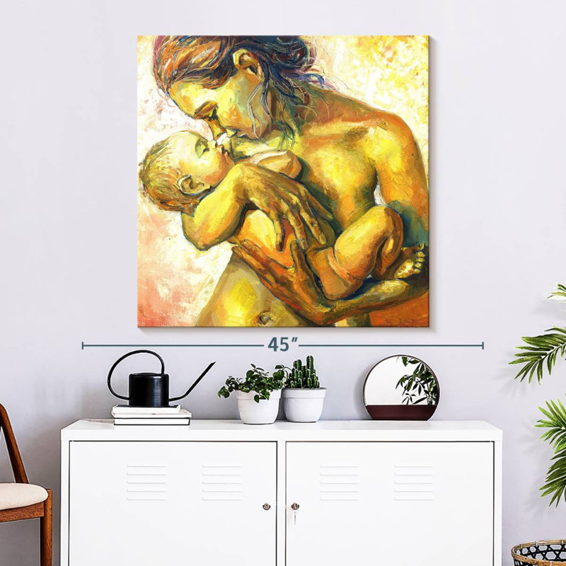 Mère Lelend avec enfant, H 33 po x l 33 po
