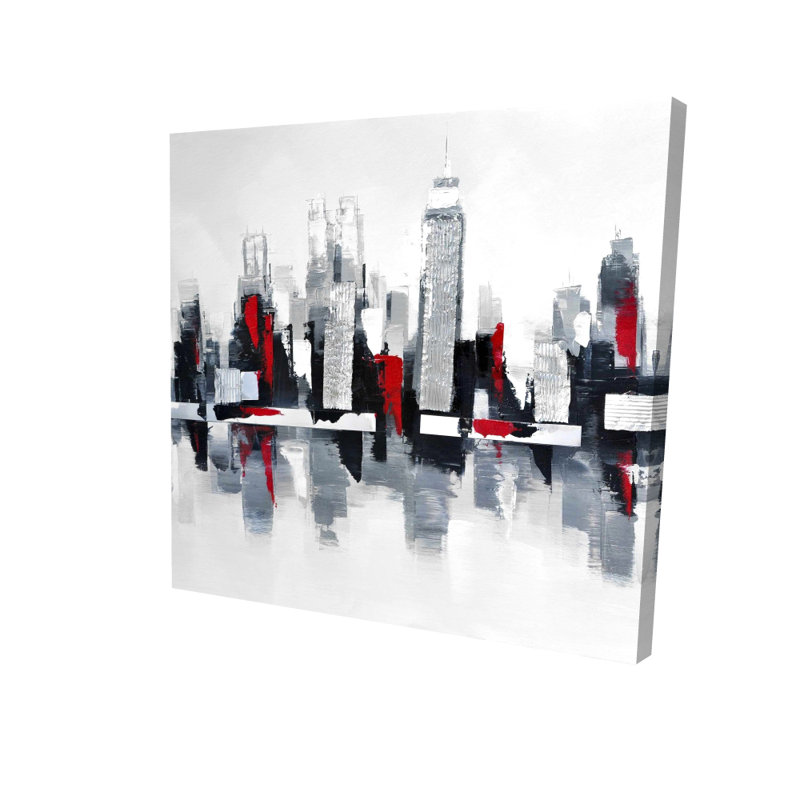 " Gray And Red Cityscape " Painting Print