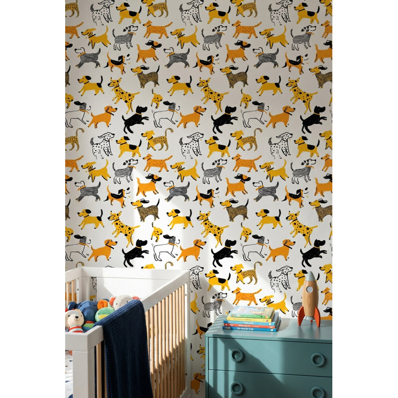 Papier peint abstrait avec motif de chiens
