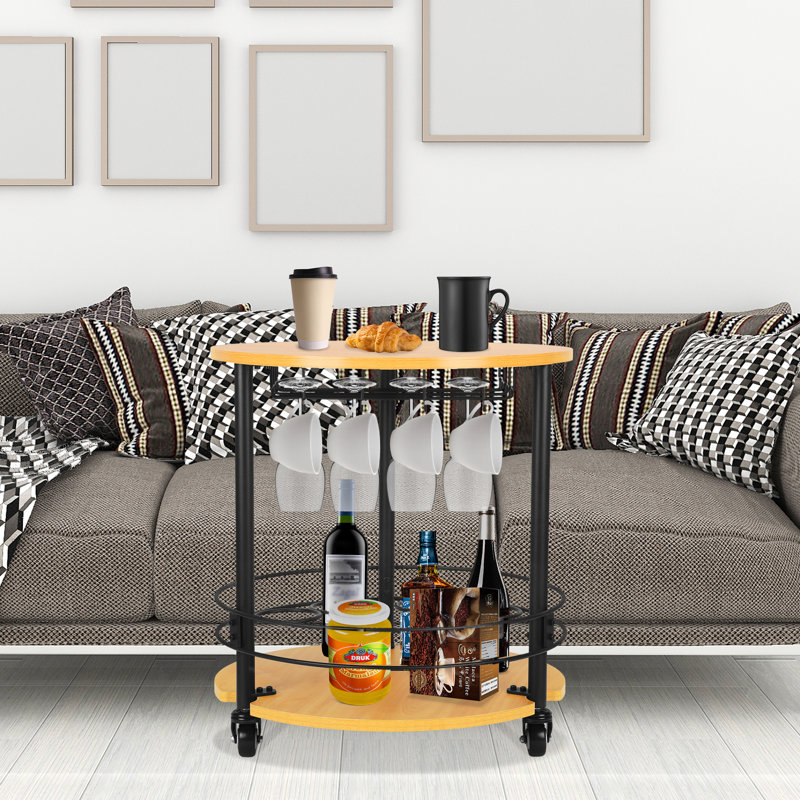19.68'' W Double removable coffee round table with hook and bottle holder
