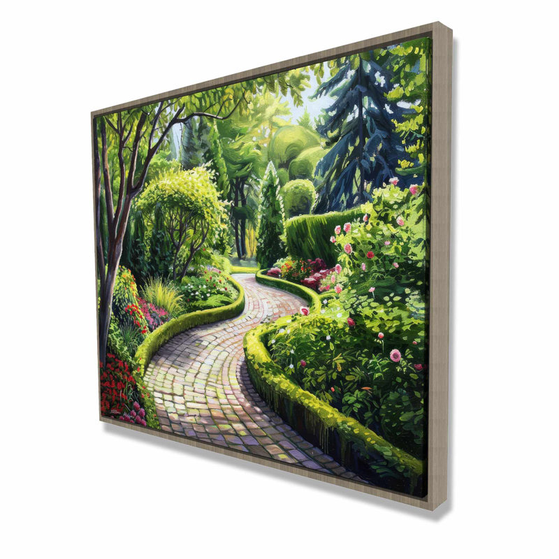 Garden Path - Turquoise Framed Canvas for Home Decor
