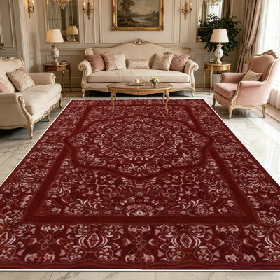 Tapis persan à motif floral persan rétro de 1 pièce, doux et confortable, facile à entretenir et lavable à la machine, convient au salon, à la chambre à coucher, à la salle à manger, au couloir, au porche, au patio, à la maison ou à l'extérieur.