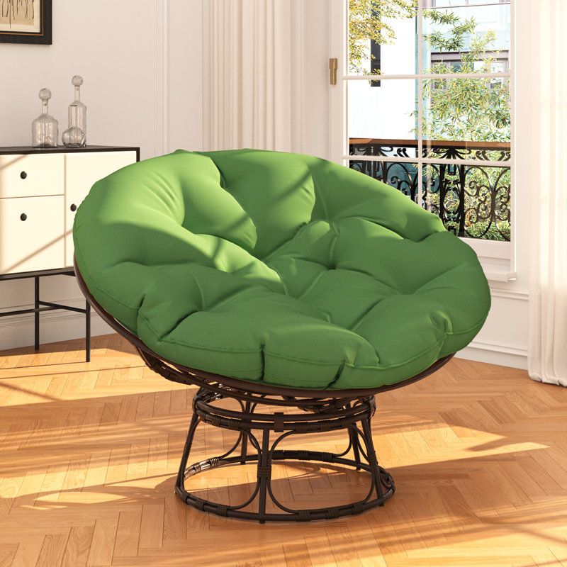 Papasan Patio Chair with Cushions, Green, 49"W x 36"H x 12"D