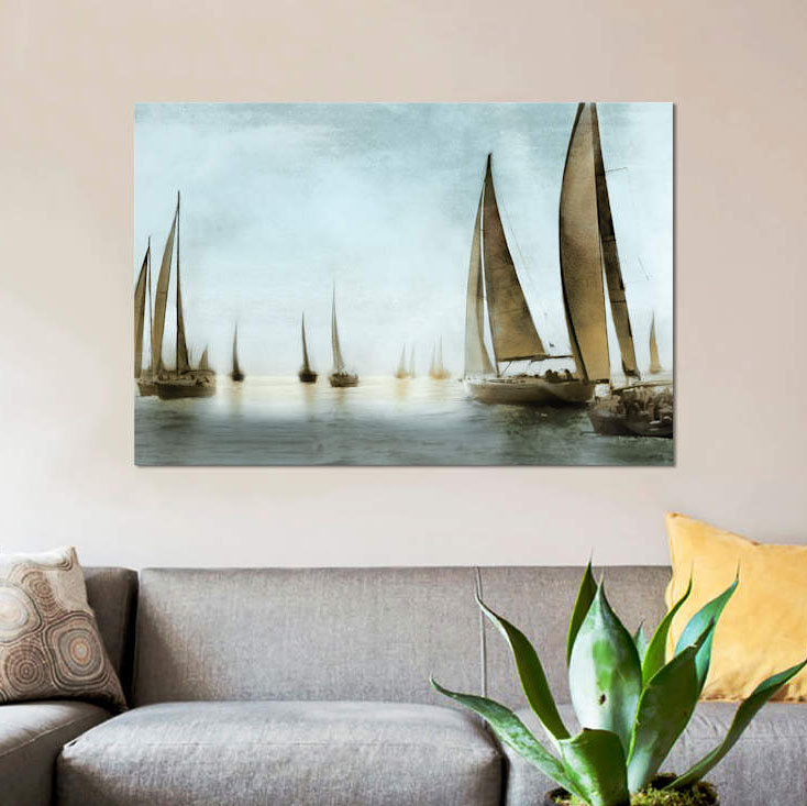 «Golden Sails», reproduction sur toile, H 8 po x l 12 po x P 0,75 po, Toile tendue, Pas de tapis