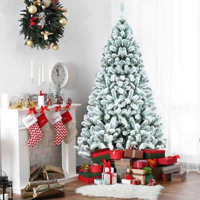 Unlit Artificial White Christmas Tree with PVC Branches, Folding Metal Base