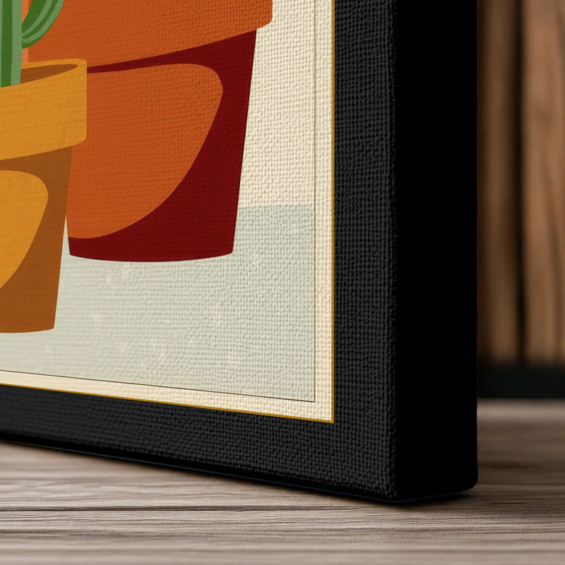 Desert Trio Botanical - Wrapped Canvas, 24x16 - 61.0 x 40.6 cm, Black Border