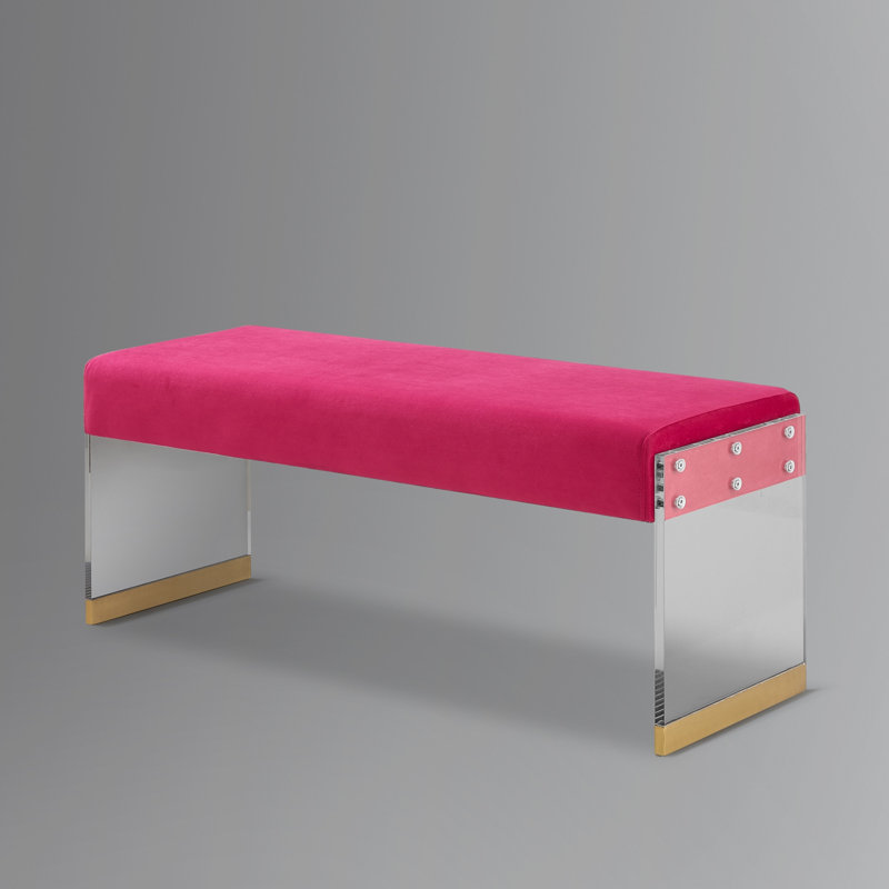 Banc rembourré en velours de 42 po, Noir