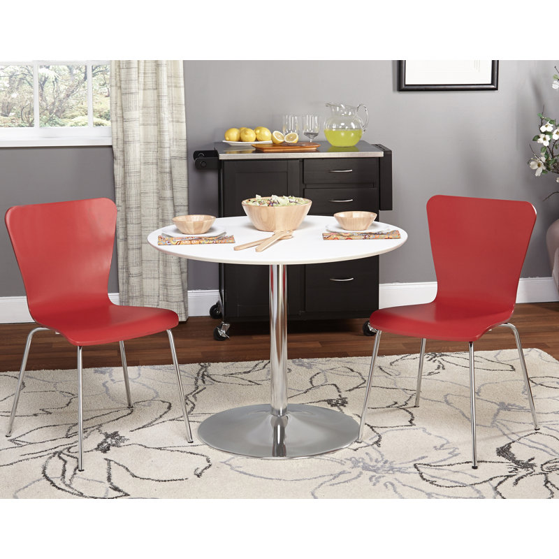 Ensemble de salle à manger Theotis, Rouge, 3 pièces : 1 table, 2 chaises