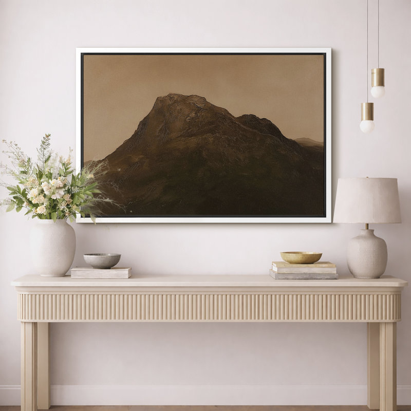 «Minimal Neutral Mountain Peak», impression sur toile encadrée, impression sur toile, H 16 po x l 24 po, Cadre flottant blanc