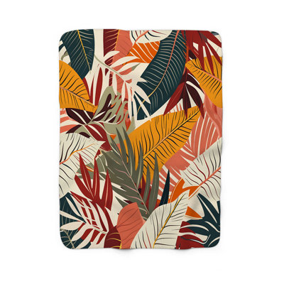 Classic Leaf Trio Elegance - Couverture sherpa de qualité supérieure 1 pièce