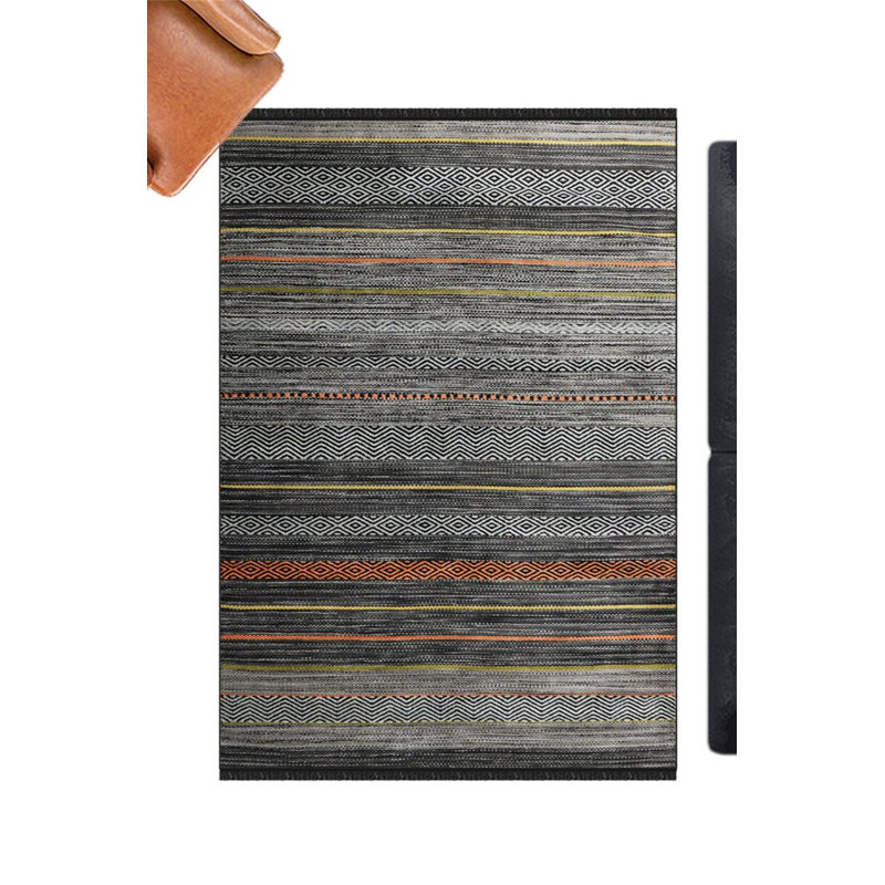 Tapis en coton et polyester tissés à la machine Senter, Rectangle 4 pi 7 po x 6 pi 6 po