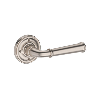 Dunsmoor Privacy Lever with Traditional Round Rose in Satin Nickel