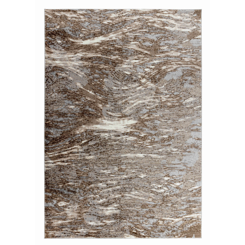 7' X 10' Brown Abstract Area Rug