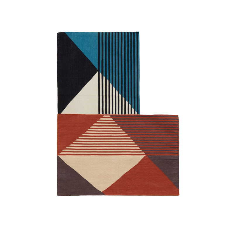 Geometric Flatweave Rectangle 5' x 7' Cotton Area Rug in Red