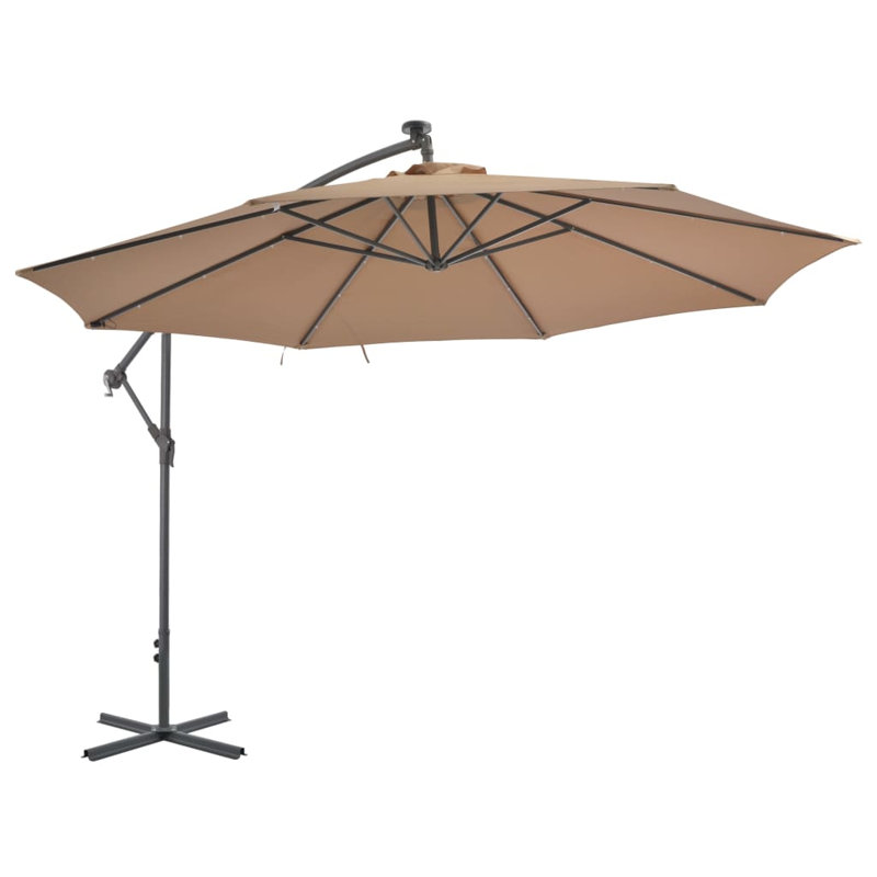 Vermont 350cm Lighted Cantilever Parasol, Taupe