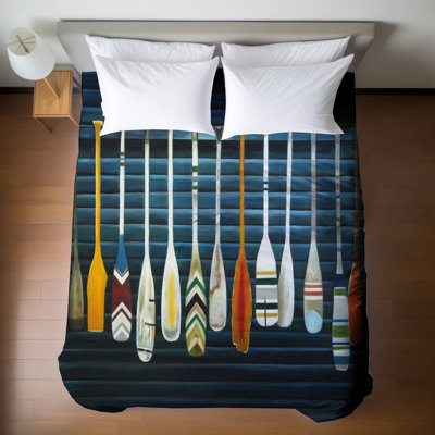 Paddles Boat Marine Queen Duvet Cover - White Back Home Decor