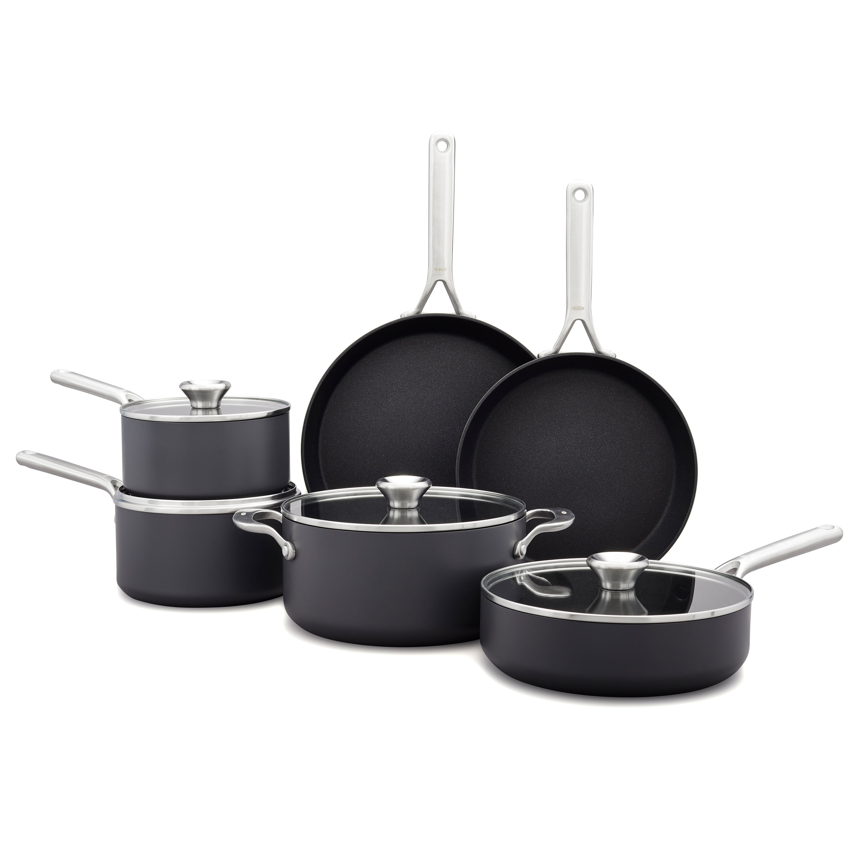 Cook N Home Professional Hard Anodized Nonstick Pots and Pans 10-Piece Cookware Set, with Stay-Cool Handles Black