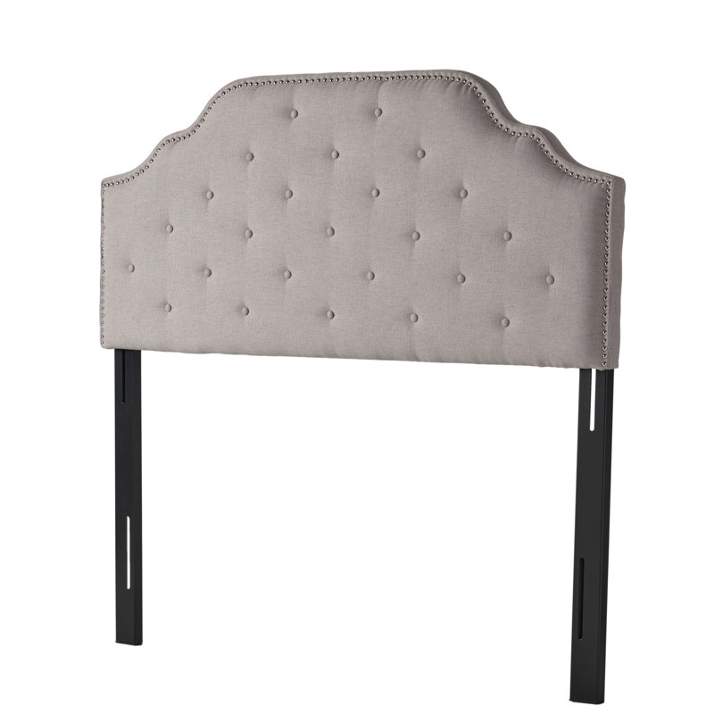 Grey Contemporary Headboard - Queen & Full Sized With Sophisticated Button Tufting And Nailhead Accents Fabric Upholstery Assembly Required Charming