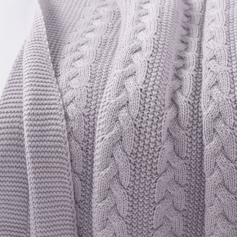 Cable Knit Throw Blanket, Lavender