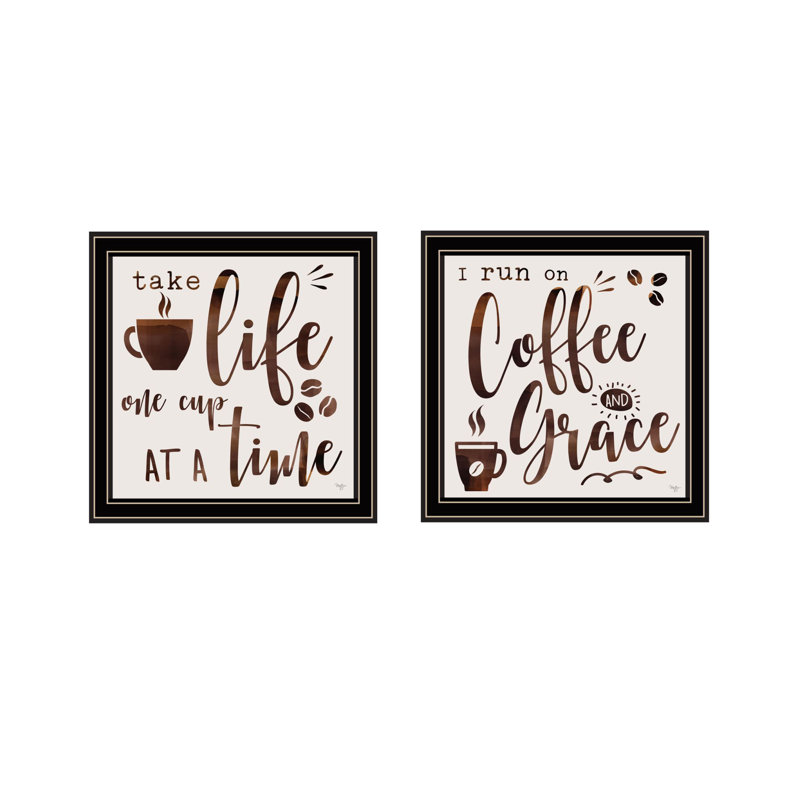 Lark Manor ™ «Une tasse à la fois! Art mural encadré pour le salon, reproduction d'art mural pour la maison, art mural de chambre à coucher par Mollie B.