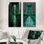 Monochromes vert, noir, croisement de pont, I - Architecture, ensemble de 2 décorations murales en métal