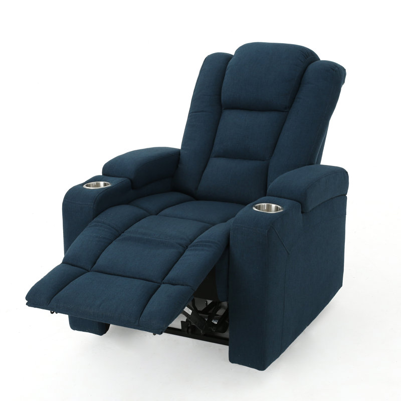 Fauteuil inclinable électrique standard de 33 po de largeur Deeann, Navy Blue Polyester